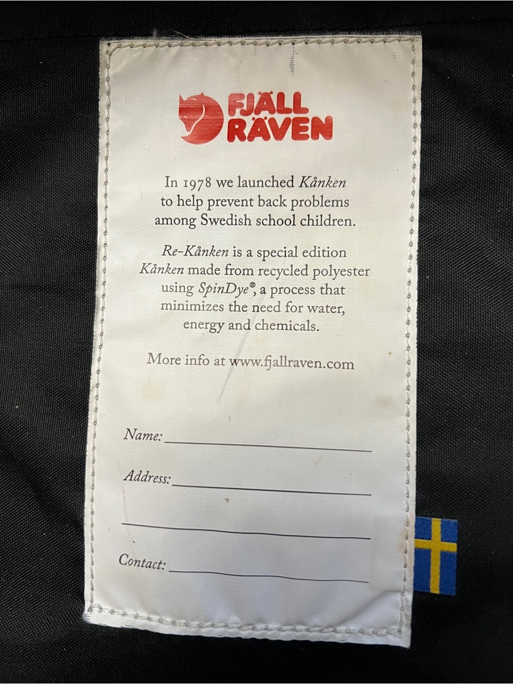 Fjallraven Re-Kanken Backpack Black Recycled Eco Edition- name tag intact - Picture 5 of 5